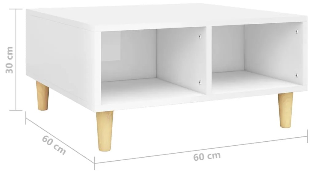 vidaXL Τραπεζάκι Σαλονιού Γυαλιστερό Λευκό 60x60x30 εκ. Μοριοσανίδα