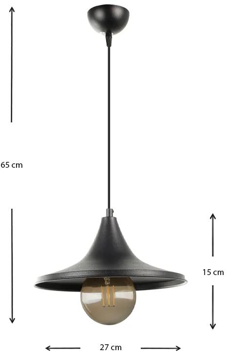 Φωτιστικό οροφής Silia Megapap E27 μεταλλικό μονόφωτο χρώμα μαύρο 27x27x65εκ.