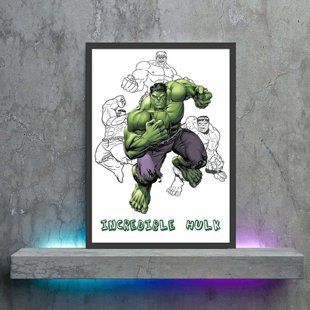 Πόστερ &amp;  Κάδρο Comic Hulk CM012 22x31cm Μαύρο Ξύλινο Κάδρο (με πόστερ)
