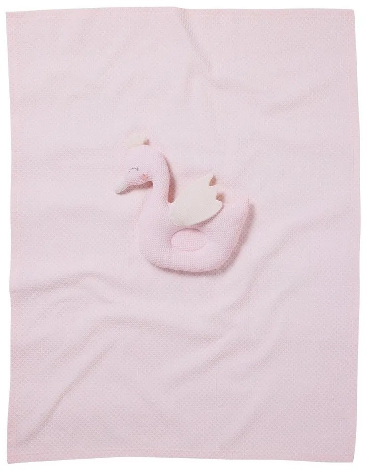 Κουβέρτα Βρεφική Πικέ 4956 White-Pink Das Home Αγκαλιάς 75x100cm 100% Βαμβάκι
