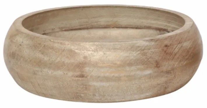 MUISA ΜΠΩΛ ΞΥΛΟ MANGO ΧΡΥΣΟ BRASS WHITE WASHED D25xH7cm - 023747