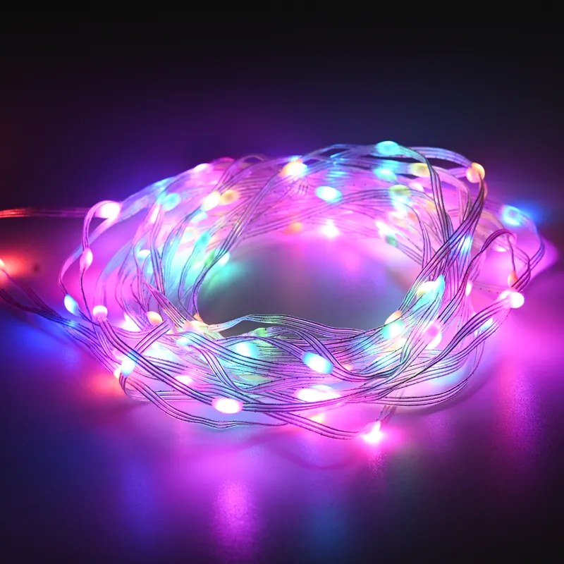 100RGB LED SMART STRING CONNECTABLE, 10m, USB, REMOTE&amp;APP, IP44, 3m ΚΑΛΩΔ ΤΡΦ ACA X04100371