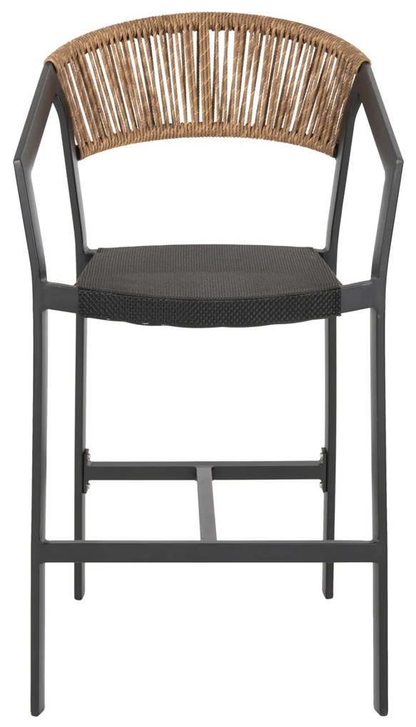 ΣΚΑΜΠΟ ΑΛΟΥΜΙΝΙΟΥ HM5892.15 ΜΕΣΑΙΟΥ ΥΨΟΥΣ RATTAN & TEXTLINE ΜΑΥΡΟ ΜΠΕΖ 56,5x57x99,5Y (1 Τεμμάχια)