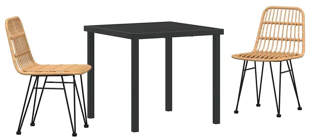 vidaXL Σέτ φαγητού για κήπο 3 pcs Καφέ Χάλυβας με επίστρωση πούδρας