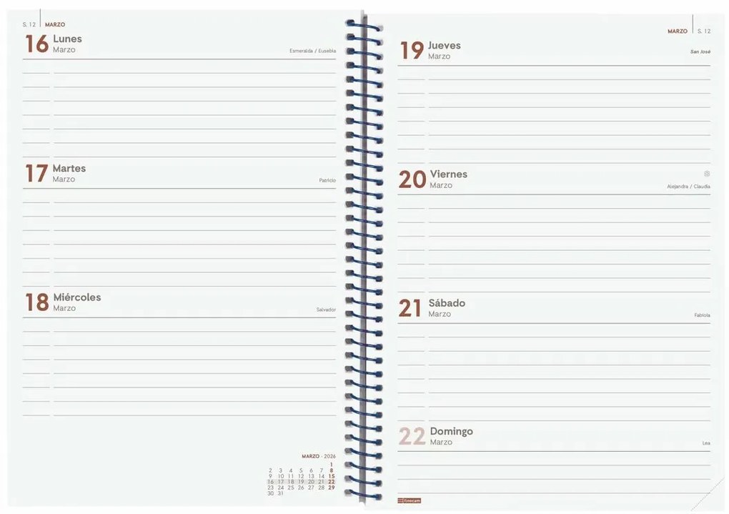 Ατζέντα Finocam YEAR Μπλε A5 15,5 x 21,2 cm 2026