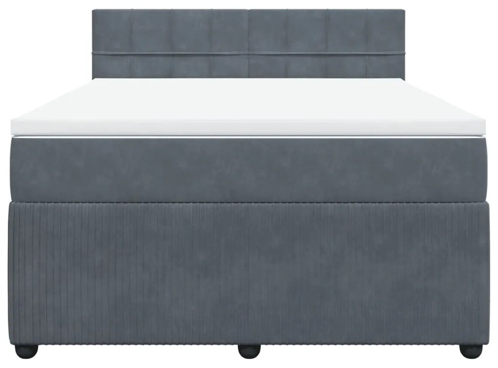 vidaXL Κρεβάτι Boxspring με Στρώμα Σκούρο Γκρι 160x200 εκ. Βελούδινο