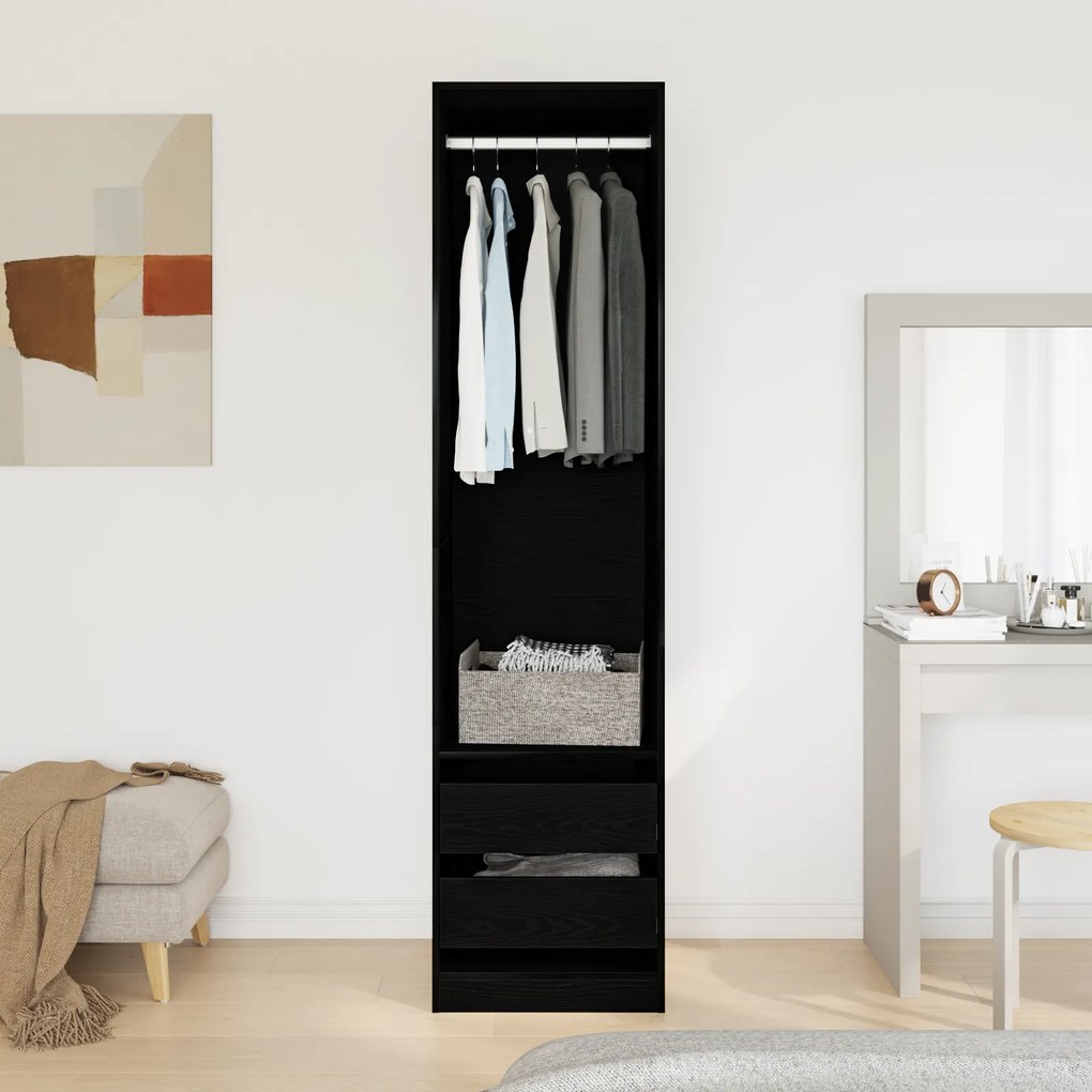 vidaXL νηματικάXL Ντουλάπα - Μαύρη Δρυς, 50 x 50 x 200 cm, Φτιαγμένη από Μηχανισμένο Ξύλο