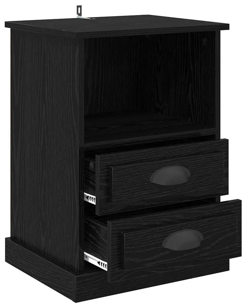 vidaXL Κομοδίνο Μαύρη δρυς 43 x 36 x 60 εκ Επεξεργασμένο ξύλο