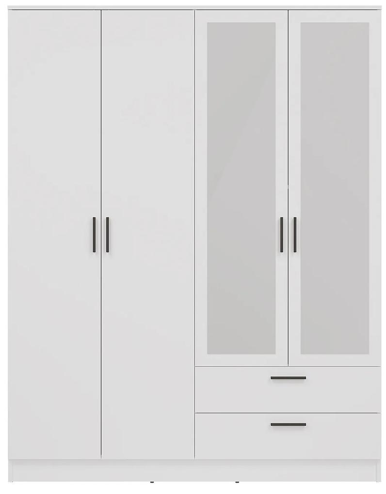 Ντουλάπα Orlando 223, Άσπρο, 205x160x52cm, 126 kg, Πόρτες ντουλάπας: Με μεντεσέδες | Epipla1.gr