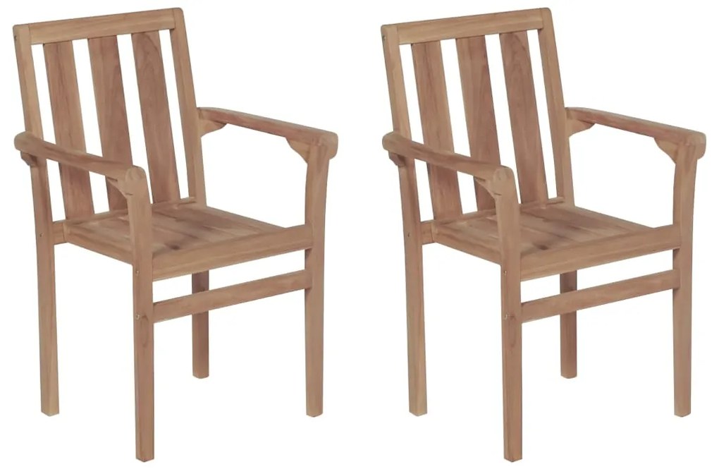vidaXL Καρέκλες Κήπου 2 τεμ. από Μασίφ Ξύλο Teak με Μπλε Μαξιλάρια