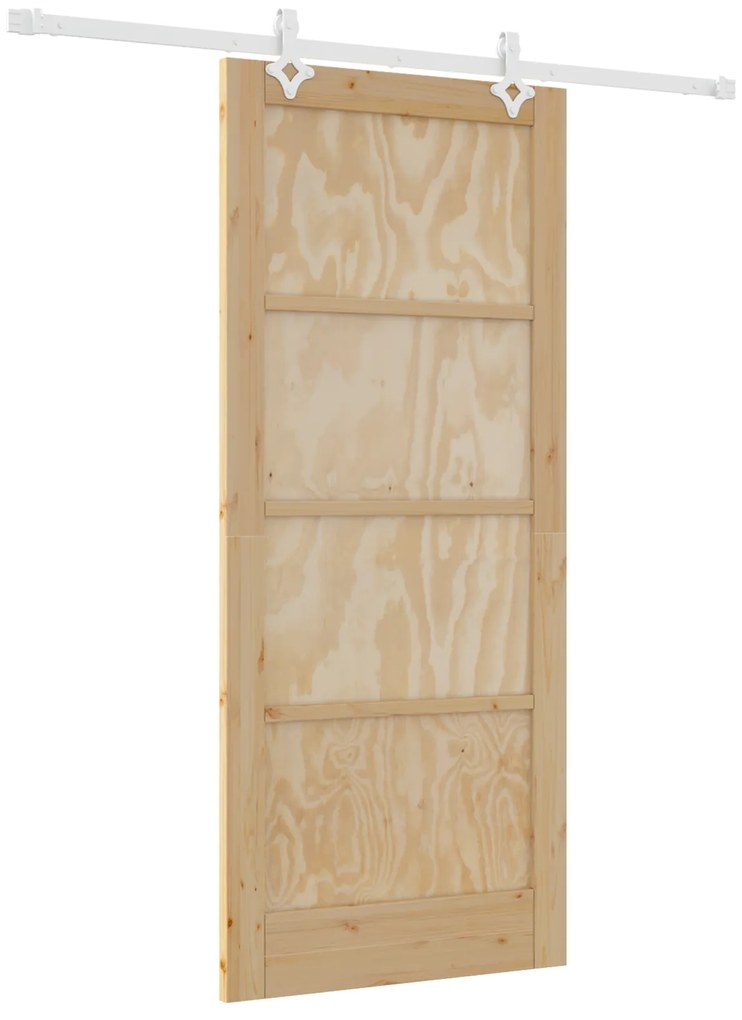 vidaXL Συρόμενη Πόρτα  με Σετ Εξαρτημάτων 86x198.5 cm Συμπαγές Ξύλο Πεύκου