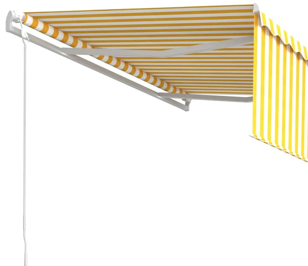 vidaXL Τέντα Συρόμενη Αυτόματη με Σκίαστρο Κίτρινο / Λευκό 4 x 3 μ.
