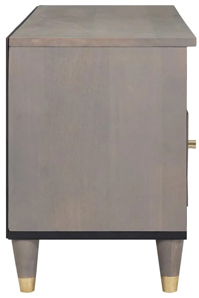 vidaXL Ντουλάπι TV Γκρι και Χρυσό 100 x 33.5 x 46 εκ Μασίφ ξύλο μάνγκο