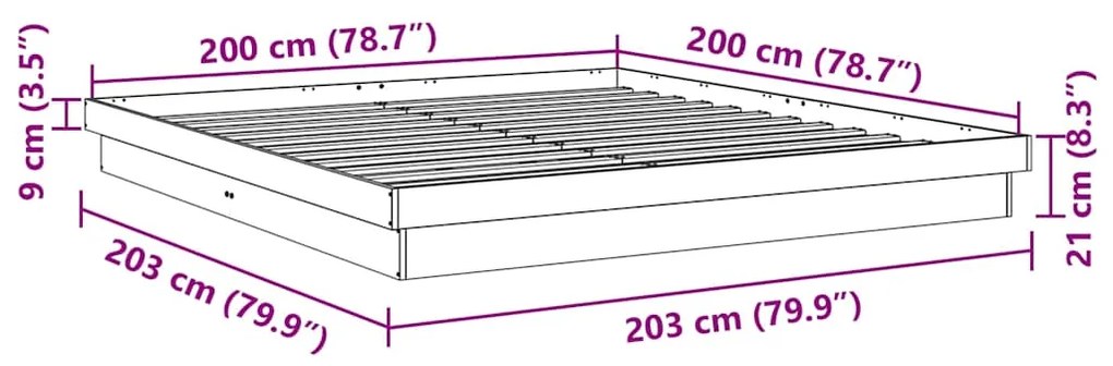 ΠΛΑΙΣΙΟ ΚΡΕΒΑΤΙΟΥ ΧΩΡΙΣ ΣΤΡΩΜΑ 200X200 CM ΜΑΣΙΦ ΞΥΛΟ ΔΡΥΣ 3315729