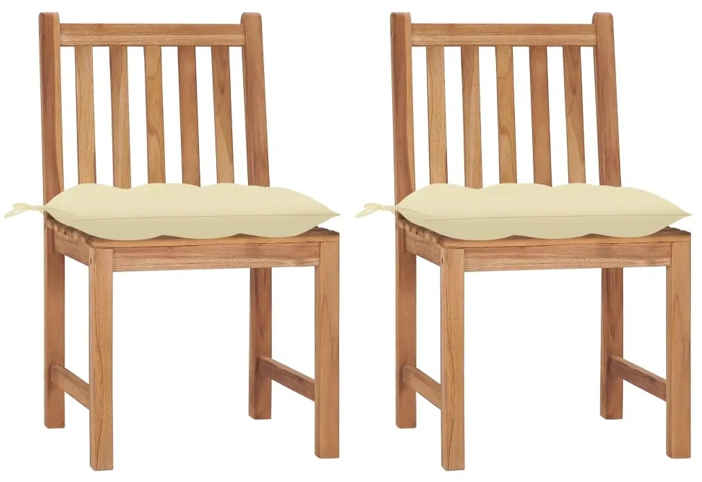 vidaXL Καρέκλες Κήπου 2 τεμ. από Μασίφ Ξύλο Teak με Μαξιλάρια