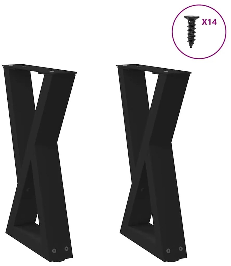 vidaXL Πόδια Τραπεζιού Σαλονιού 2 τεμ. Μαύρο 28x(42-43,3) εκ. Ατσάλι