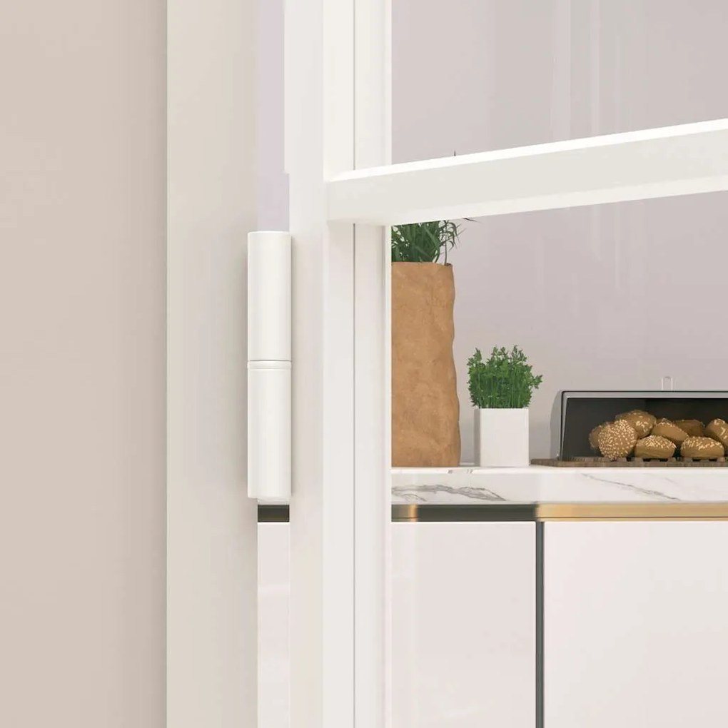 vidaXL Εσωτερική Πόρτα Λευκή 102x201,5εκ. Ψημένο Γυαλί&Λεπτό Αλουμίνιο