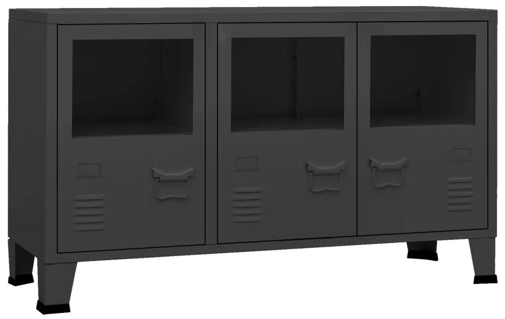 vidaXL Μπουφές Βιομηχανικό Στιλ Μαύρος 105x35x62 εκ. Μέταλλο / Γυαλί