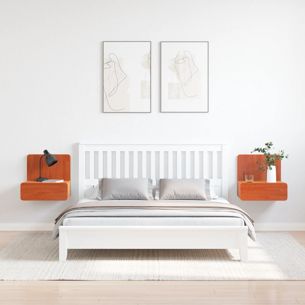 vidaXL Κομοδίνο 2 pcs Καφέ κεριού 44 x 32.5 x 40 εκ. Μασίφ ξύλο πεύκου