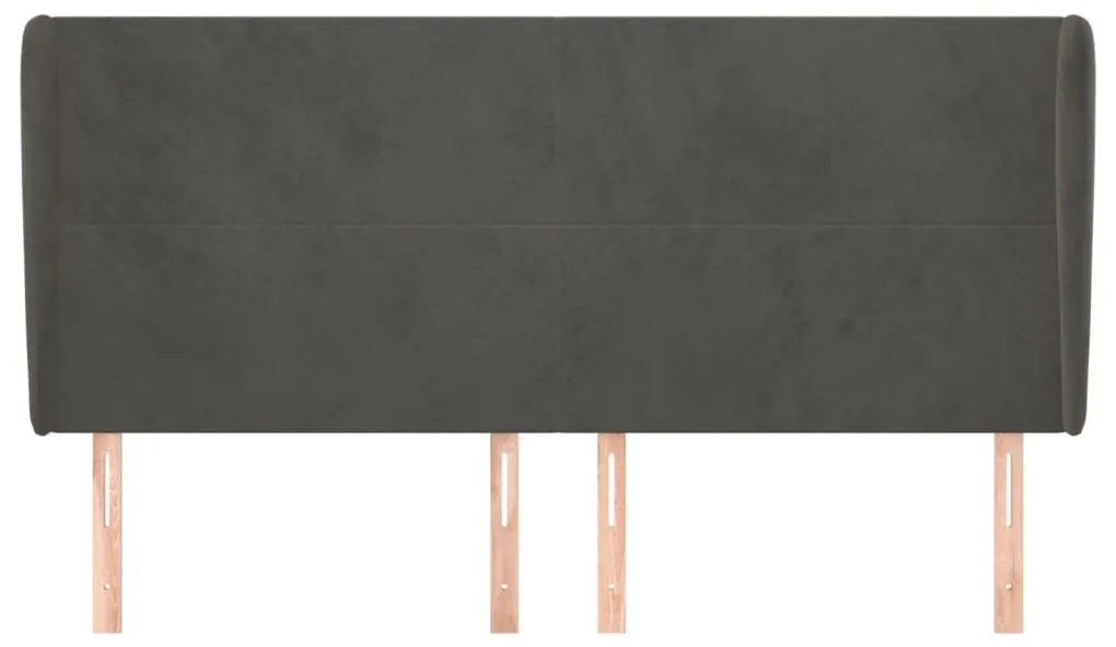 vidaXL Κεφαλάρι με Πτερύγια Σκούρο Γκρι 163x23x118/128 εκ. Βελούδινο
