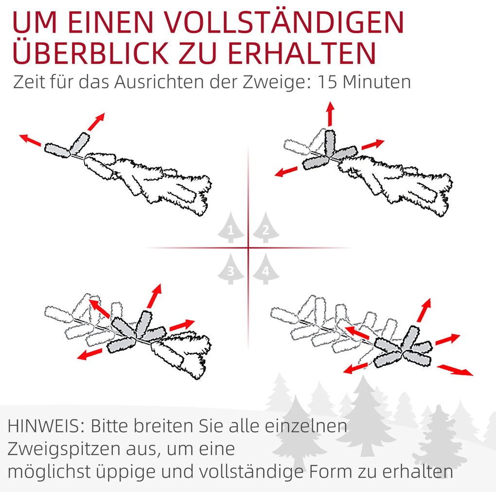HOMCOM Χριστουγεννιάτικο Δέντρο 180 εκ., χιονισμένο, πυράντοχο, μεταλλική βάση, εύπλαστοι κλαδοι, Πράσινο