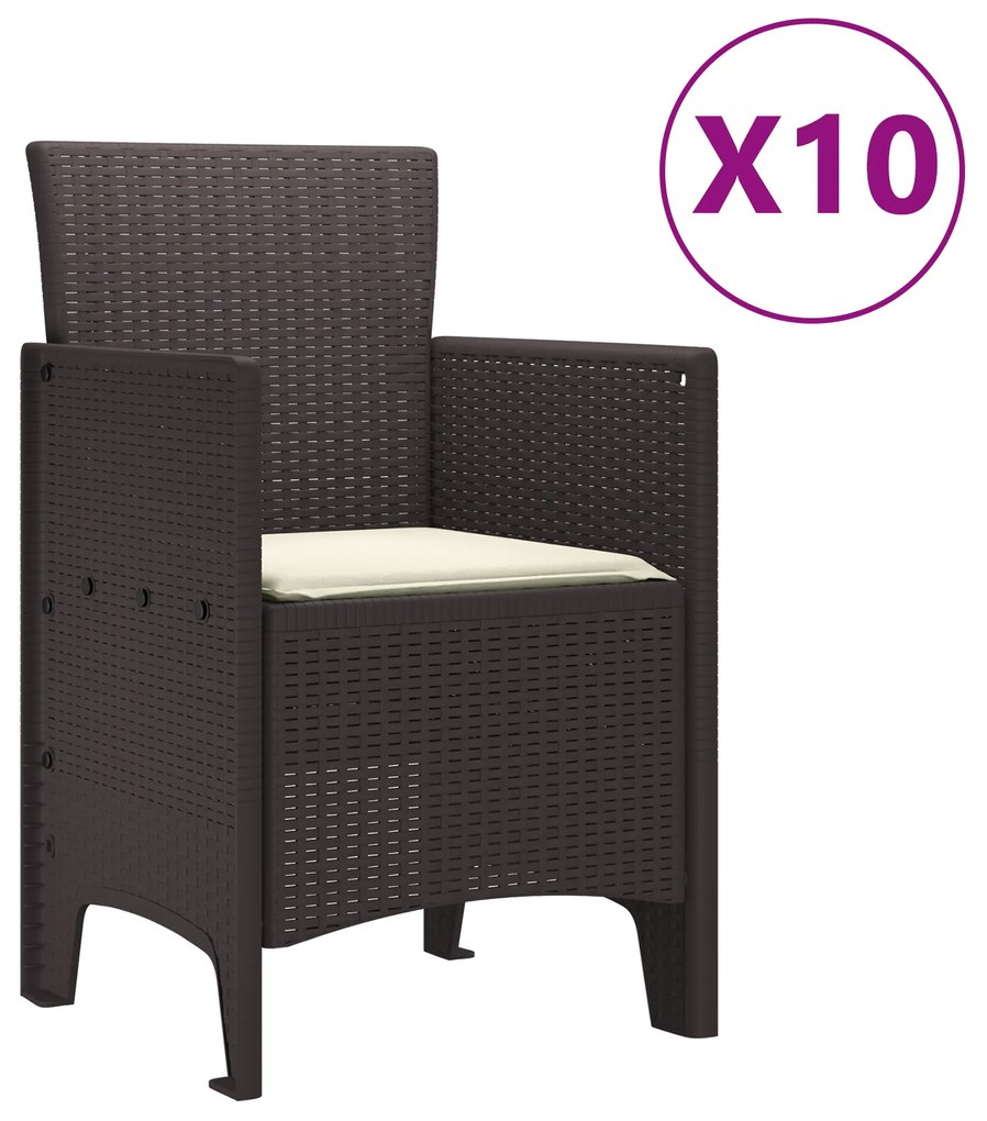 vidaXL Σέτ φαγητού για κήπο 11 pcs Καφέ και Κρέμα 300 x 100 x 73 εκ