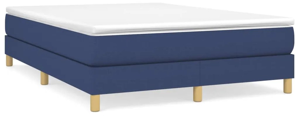 vidaXL Κρεβάτι Boxspring με Στρώμα Μπλε 140x200 εκ. Υφασμάτινο