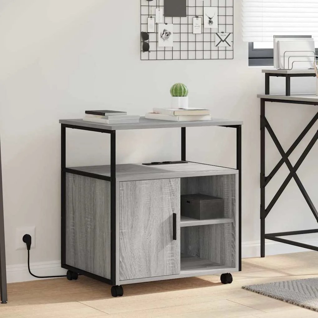 vidaXL Γραφείο Ντουλάπι με τροχούς Γκρι sonoma 61 x 46 x 67 εκ.