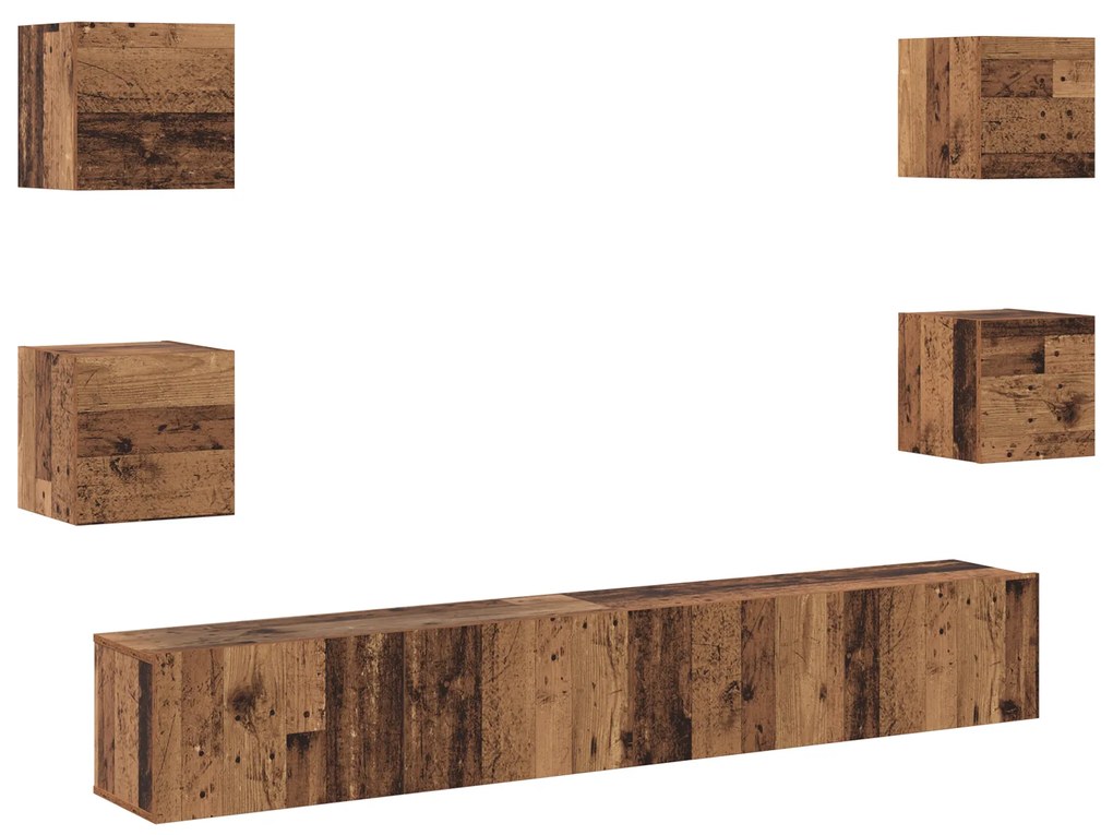 vidaXL Σετ επίπλου τηλεόρασης 6 pcs Καφέ 200 x 30 x 30 cm