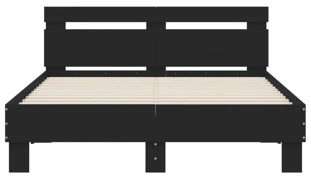 vidaXL Πλαίσιο Κρεβατιού με Κεφαλάρι/LED Μαύρο 120 x 190 εκ