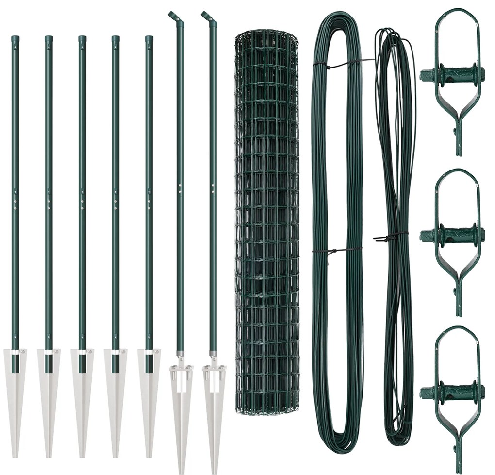 vidaXL Euro Fence με 7 στήλες Σπυρίδων 1.6x10 μ Γαλβανισμένος Χάλυβας Πράσινος