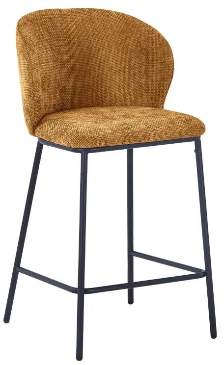 Σκαμπό μπαρ Karg pakoworld camel  ύφασμα-πόδι μαύρο μέταλλο 49x46x93εκ