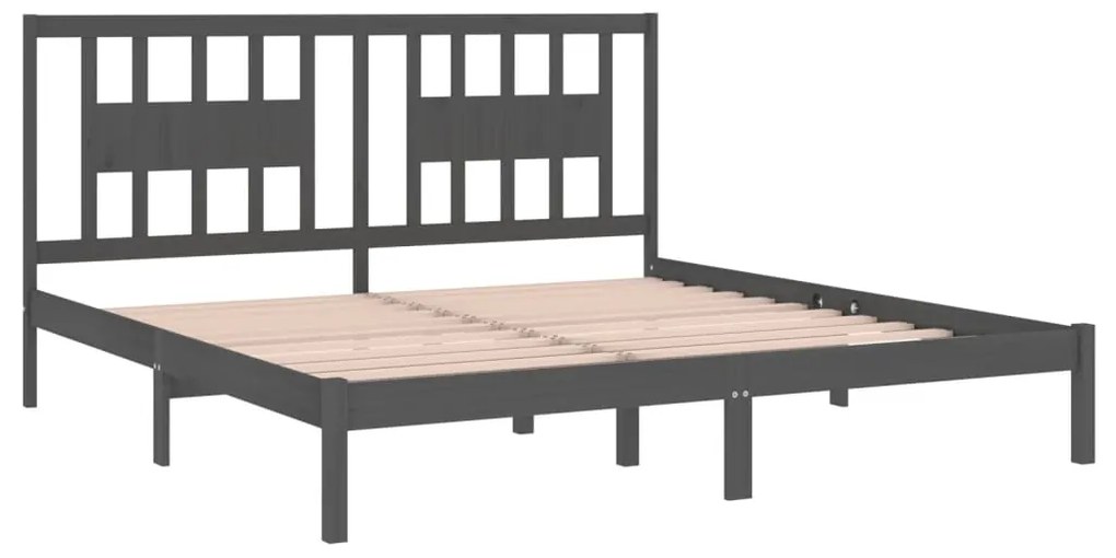 vidaXL Πλαίσιο Κρεβατιού Γκρι 200 x 200 εκ. από Μασίφ Ξύλο Πεύκου
