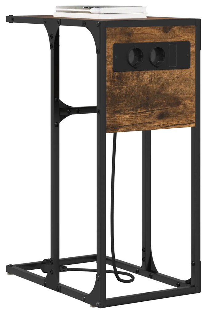 vidaXL Κομοδίνο Καπνιστή δρυς 41.5 x 26 x 60.5 εκ Επεξεργασμένο ξύλο
