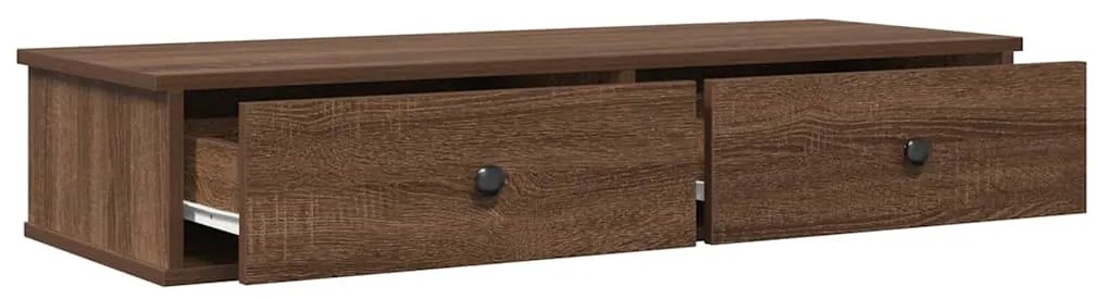 Ράφι τοίχου με συρτάρια καφέ δρυς 100x37,5x19 cm Ξύλο μηχανής - Καφέ