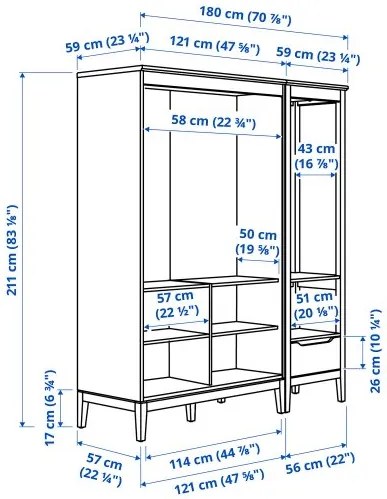 IDANÄS συνδυασμός ντουλάπας, 180x59x211 cm 793.882.96