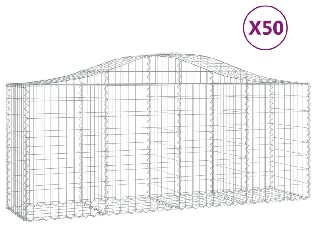 vidaXL Συρματοκιβώτια Τοξωτά 50 τεμ. 200x50x80/100 εκ. Γαλβαν. Ατσάλι
