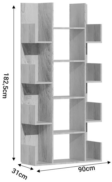 Βιβλιοθήκη Charles μελαμίνης φυσικό 90x31x182,5εκ