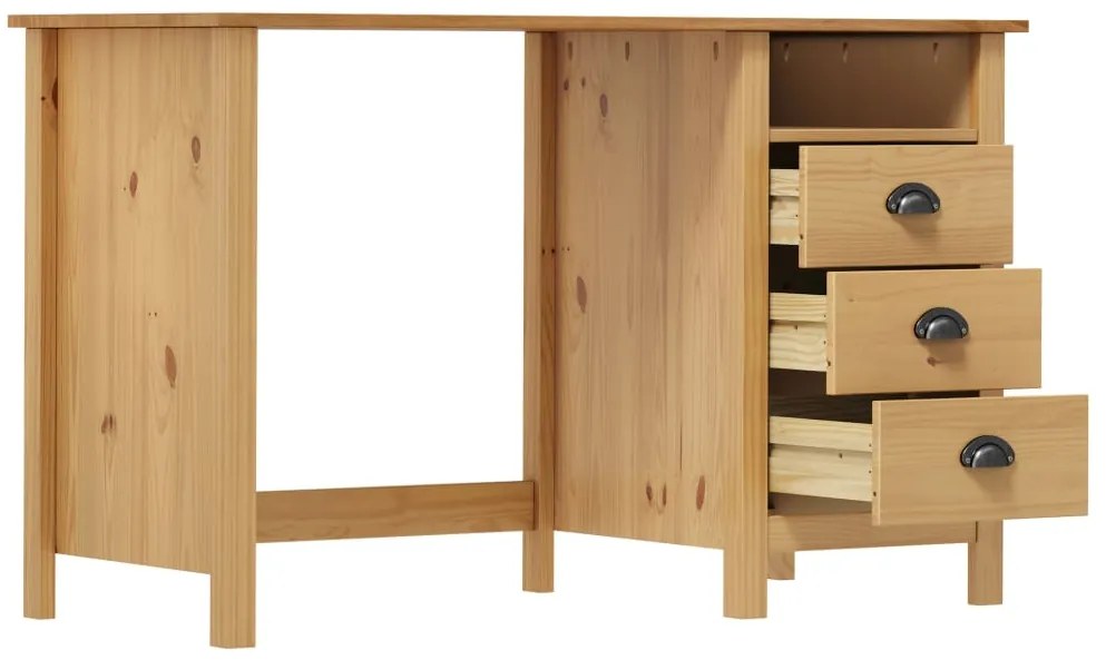 vidaXL Γραφείο Hill με 3 Συρτάρια 120x50x74 εκ Μασίφ Ξύλο Πεύκου