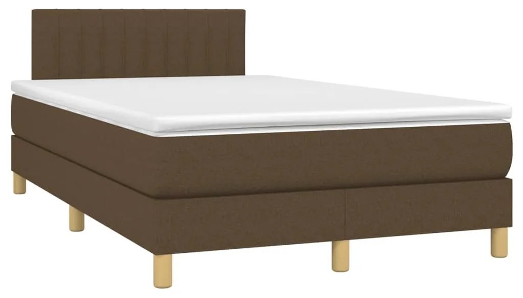 Κρεβάτι Boxspring με Στρώμα Σκούρο Καφέ 120x190 εκ Υφασμάτινο - Καφέ