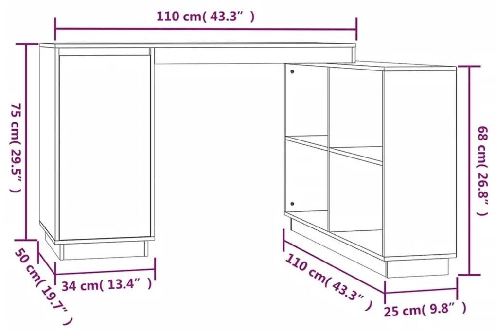 ΓΡΑΦΕΙΟ 110 X 50 X 75 ΕΚ. ΑΠΟ ΜΑΣΙΦ ΞΥΛΟ ΠΕΥΚΟΥ 814504