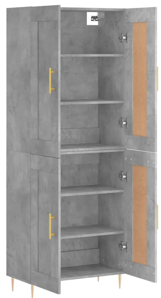 vidaXL Ντουλάπι Γκρι Σκυροδέματος 69,5x34x180 εκ. Επεξεργασμένο Ξύλο