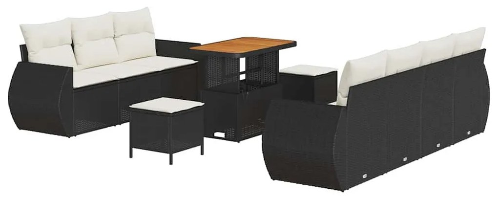 vidaXL Σετ Καναπέ Κήπου 10 pcs Μαύρο συνθετικό ρατάν