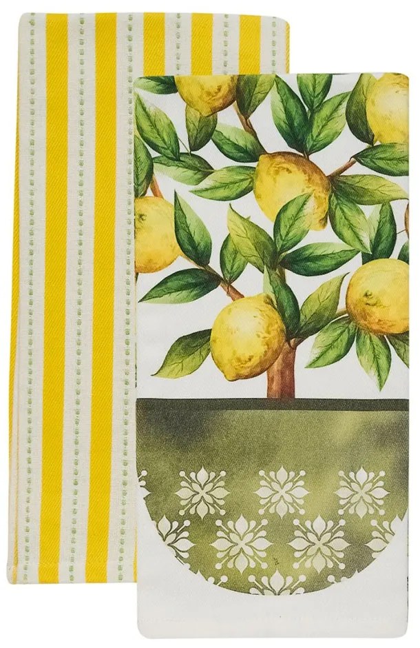 Πετσέτες Κουζίνας Fazzy 257 (Σετ 2τμχ) Green-Yellow Kentia 40x60cm 100% Βαμβάκι