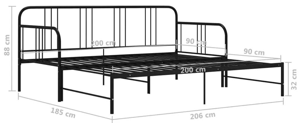 Πλαίσιο για Καναπέ-Κρεβάτι Πτυσσόμενο Μαύρο 90x200εκ Μεταλλικό - Μαύρο