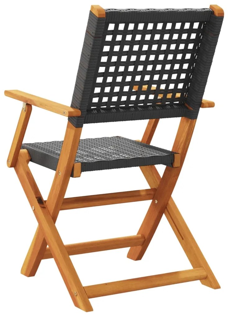vidaXL Καρέκλες Κήπου 2 τεμ. Μαύρες Μασίφ Ξύλο Ακακίας &amp; Συνθ. Ρατάν