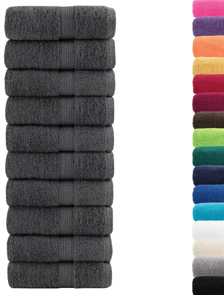 vidaXL Πετσέτες Ξενώνα Premium SOLUND 10 τεμ. Ανθρακί 30x50 εκ. 600 γρ./μ²
