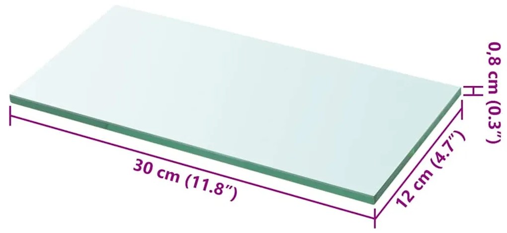 vidaXL Ράφι Πάνελ Διάφανο 30 x 12 εκ. Γυάλινο