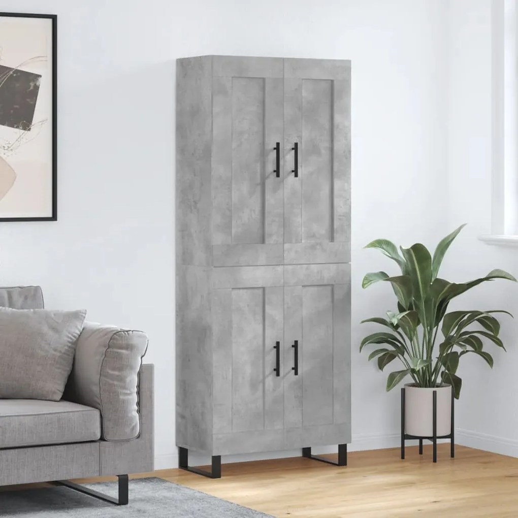 vidaXL Ντουλάπι Γκρι Σκυροδέματος 69,5x34x180 εκ. Επεξεργασμένο Ξύλο