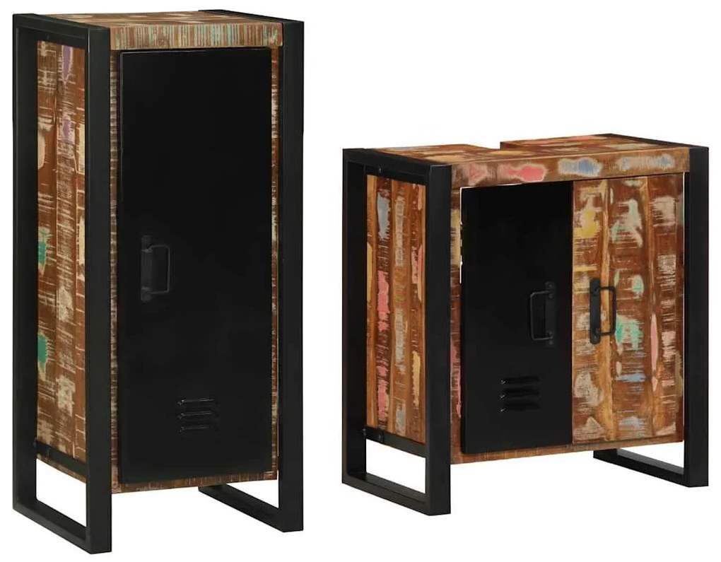 vidaXL Σετ Επίπλων Μπάνιου με συρτάρι 2 pcs Στερεό Ανακτηθέν Ξύλο